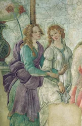 Detail von Venus und die Grazien, die einem jungen Mädchen Geschenke anbieten, 1486